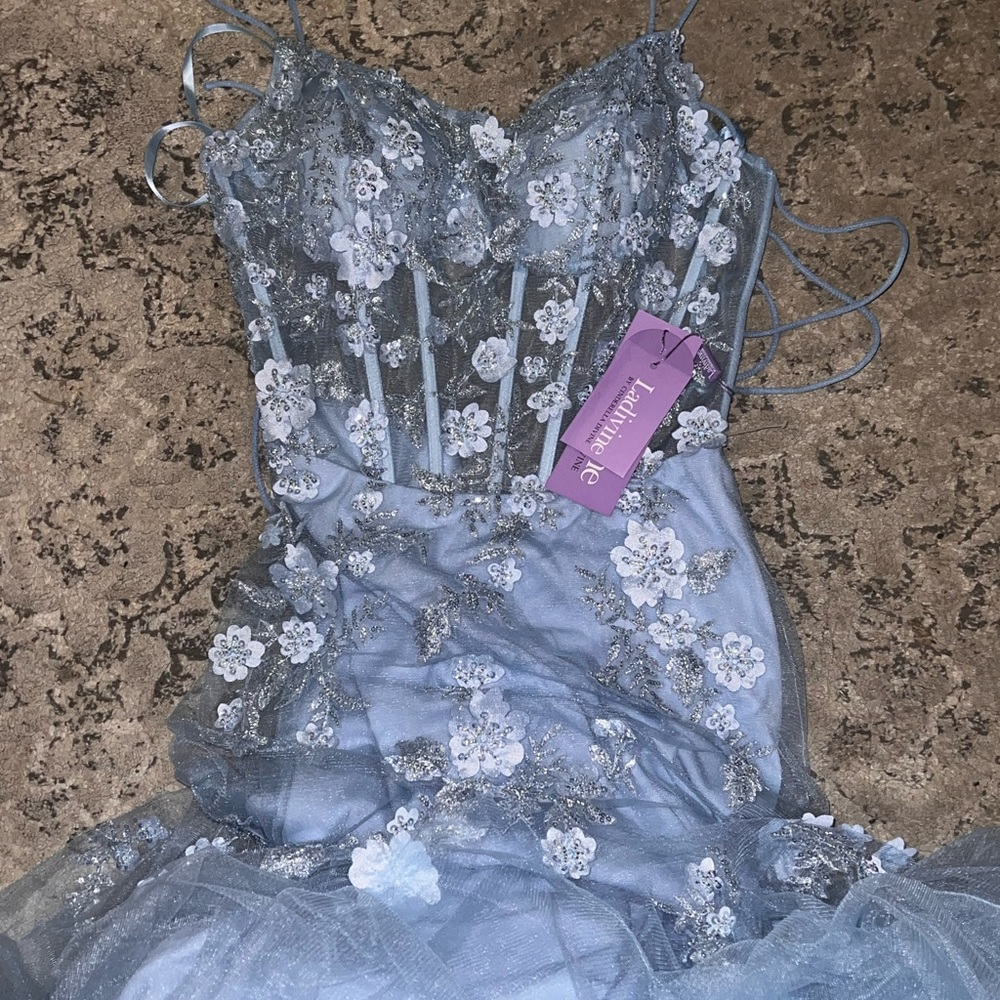 Blue Floral Lace Dress